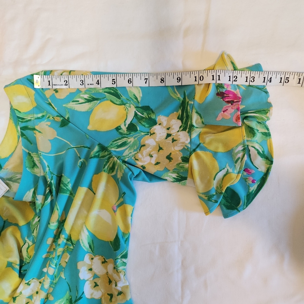 Pappagallo Women's Lemon Ruffle Top Blouse Size M Stretch - Picture 7 of 9